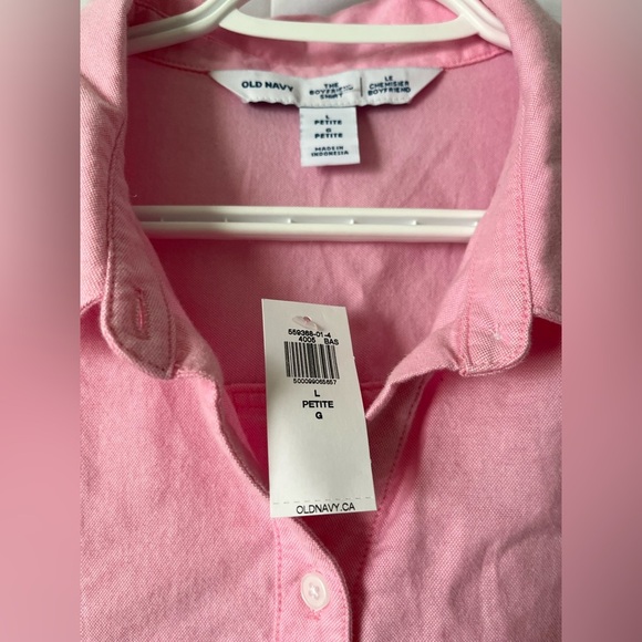 Old Navy Boyfriend Shirt Women’s L Pink Top Button - Picture 3 of 10